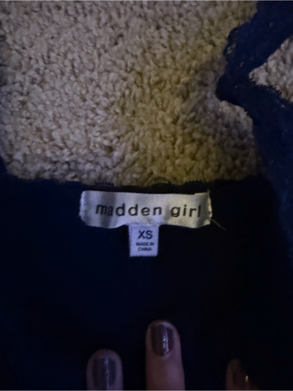 Madden Girl Navy Lace-Trim Camisole Tank - Picture 2 of 3